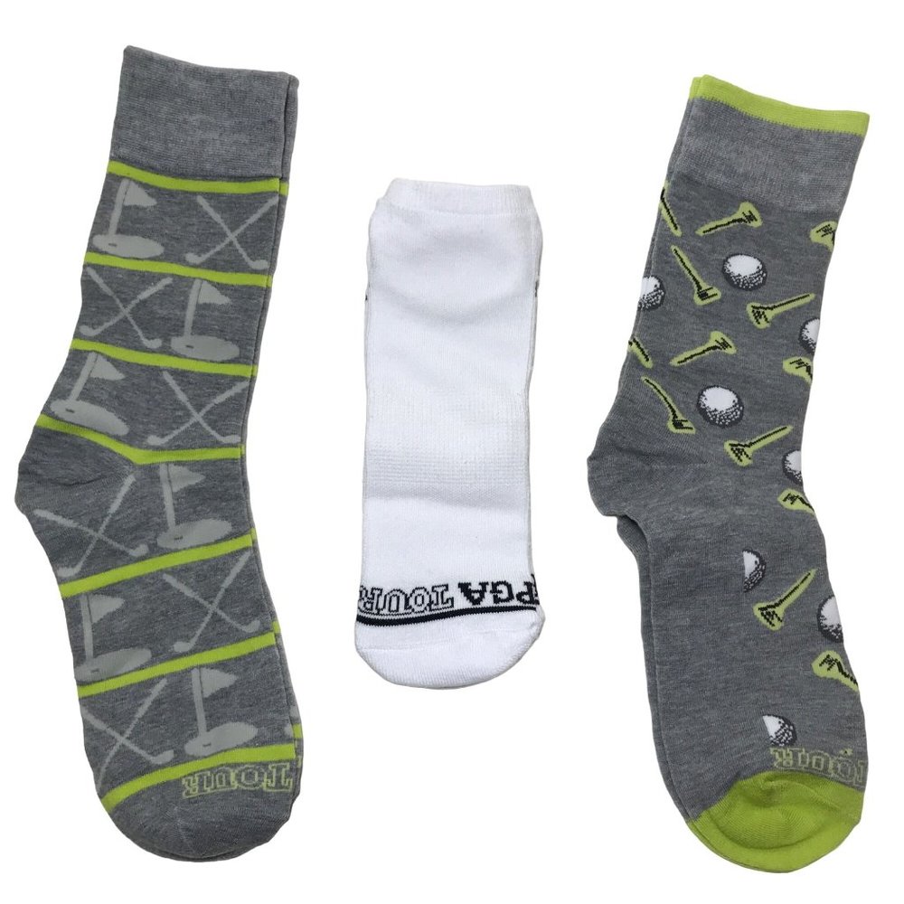 PGA TOUR Clubhouse Crew Athletic Low Rider 3 Pack Men's Golf Socks Gift Set